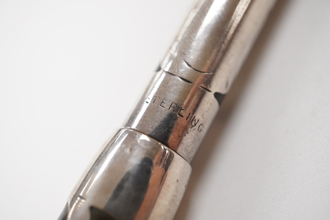 A Sterling silver filigree eyedropper fountain pen, fitted with Conklin Toledo nib